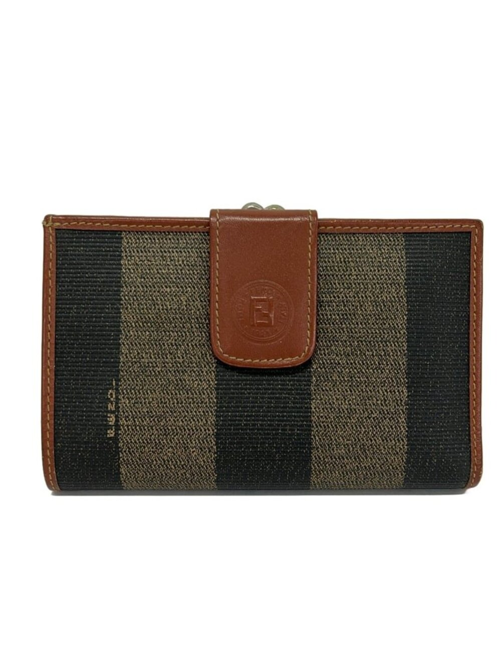 Fendi Bifold Wallet Dark Brown Dark Gray Leather